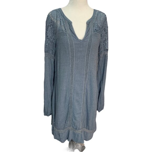 ABERCROMBIE & Fitch Chambray Blue Midi Dress Lined S - Picture 1 of 13